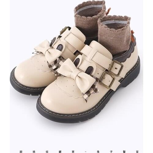 Double Buckle Cute Anime Lolita Shoes Women Round Toe Velvet Jk low heel Shoe Sweet Girls Kawaii Tea Party Cos Japanese Footwear