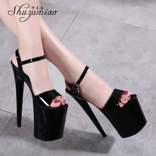 3 Color Shoes Woman Sandals Wedding Large Size High Heel 20cm Platform 2021 Sandals Girls Posed Steel Pipe Shoes Summer Ladys