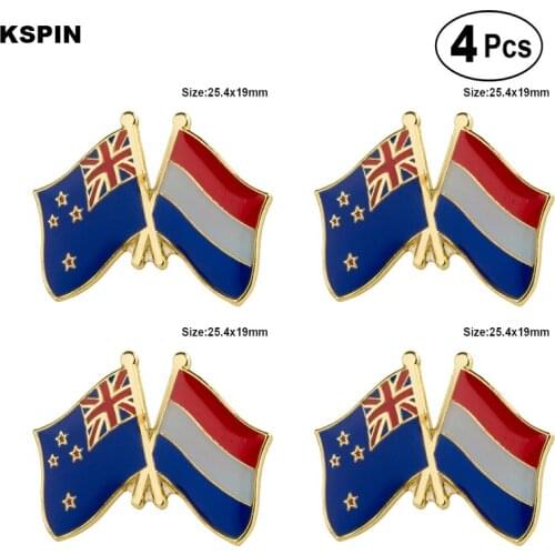 New Zealand Netherland Friendship Flag Pin Lapel Pin Badge Brooch Icons 4pcs