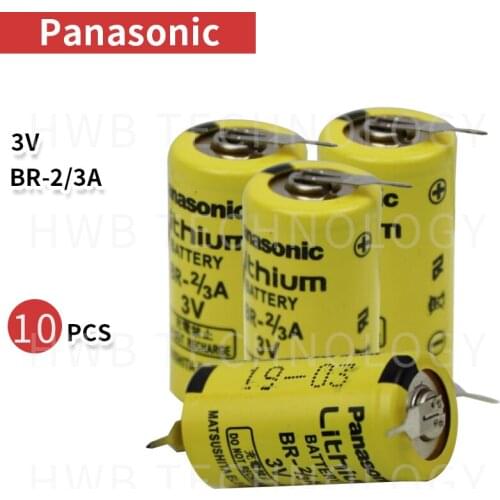 10pcs New Original Panasonic BR-2/3A With pins 3V 1200mAh PLC Li-ion Batteries For FANUC Free Shipping