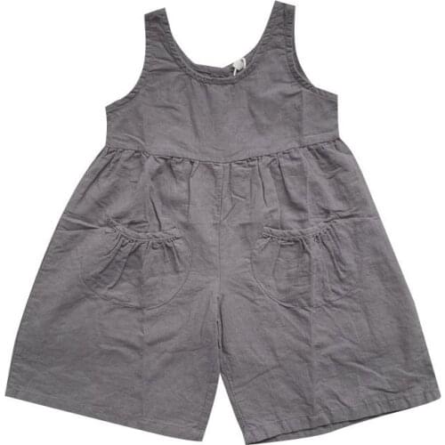 2021 Summer Childrens Wide Legged Pants Solid Cotto Hemp Girls and Boys Korean Casual Literary Style Sleeveless Wide Leg Pants