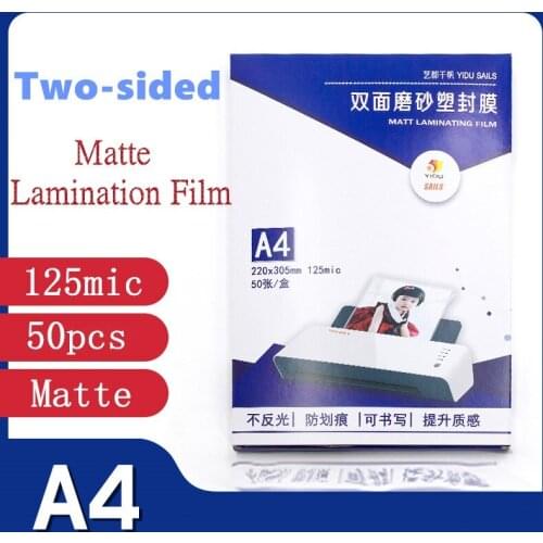 50pcs/bag 125micron A4 Size PVC Matte 2Flap Laminating Pouch Thickness PET+EVA+PE Hot Laminator Superplastic Laminating Film