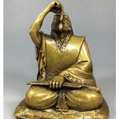 6“Tibet Tibetan Buddhism brass Goujian Buddha statue