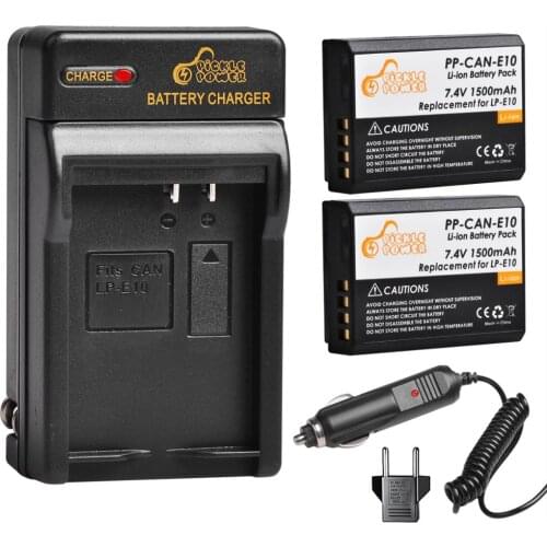 1500mAh LP-E10 LPE10 LP E10 Camera Battery + Car Charger for Canon 1100D 1200D 1300D Rebel T3 T5 KISS X50 X70
