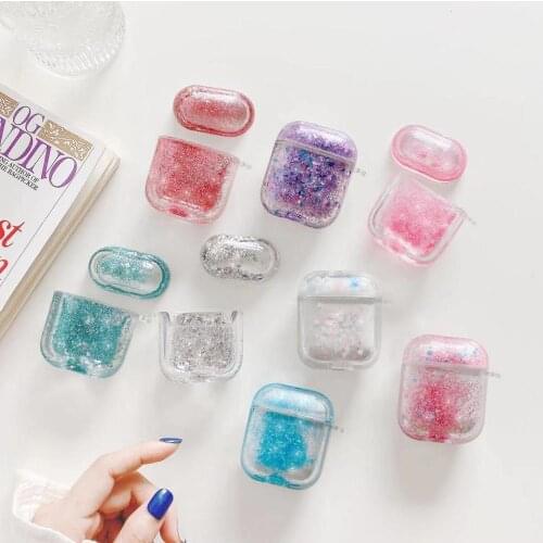 Apple airpods 21 air pods liquid PC quicksand headset cover flash Sequin headset cover airpod case