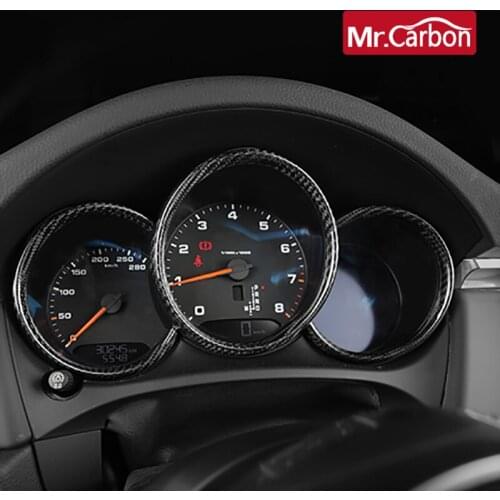 Carbon fiber car pointer watch decorative cover For Porsche Macan Cayenne 718 Palamela Interior modification Accessories