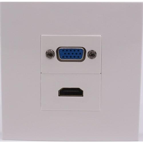 White Wall Socket HDMI VGA PC Slot For Computer Electric Devices Panel Outlet Free Shipping