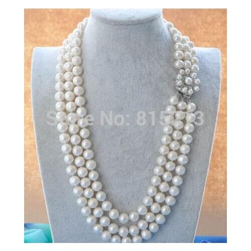 FREE SHIPPING>>>@@ > N1475 10-11mm ROUND WHITE FRESHWATER PEARL NECKLACE
