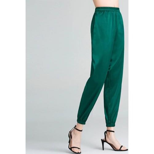 19 m meters heavy silk high waist trousers beam pants elastic satin trousers summer 2019 new silk bloomers summer 190323