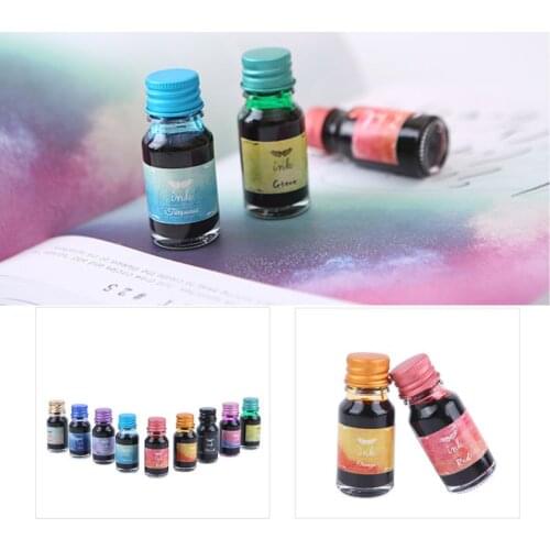10Pcs 10ml Colorful Fountain Pen Ink Refilling Inks Stationery School Supplies N1HD