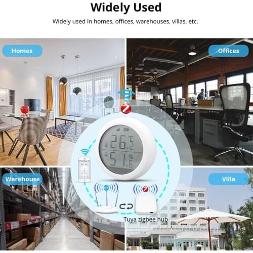 Tuya Smart Home ZigBee Temperature and Humidity Sensor Indoor Hygrometer Thermometer with LED Screen Works with Alexa Google
