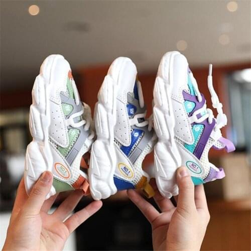 Childrens shoes spring and autumn new boys' shoes mesh breathable casual shoes girls' soft sole protective sports shoes