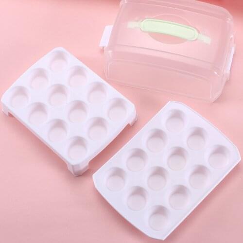Two-tier 24holes Portable Lightweight Round Cake Dessert Tart Storage Carrier Box Container Case Lightweight Portable Container