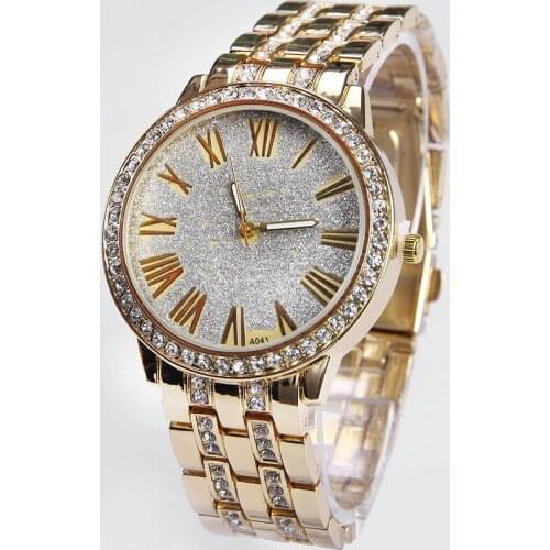 Genevea Luxury Women Golden Rose Pink Wristwatch Casual Stainless Steel Metal Watch New 2014 Quartz