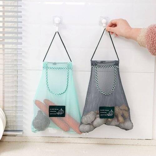 Hanging Cotton Mesh Bags Grocery Fruit Vegetable Storage Bag Washable Reusable Produce Bag Kitchen Organizer Eco Friendly