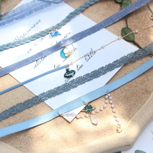 Playful Cute Girl Collarbone Chain Creative Cloth Lace Pearl Women Temperament Fashion Fine Choker Accessories Clavicle Necklace