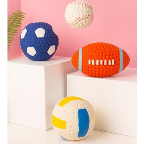 Dog Chew Squeaky Toy Ball, Durable Dog Toys Rugby Shape for Dogs, Rubber Chew Ball with Squeaker, for Outdoor Play