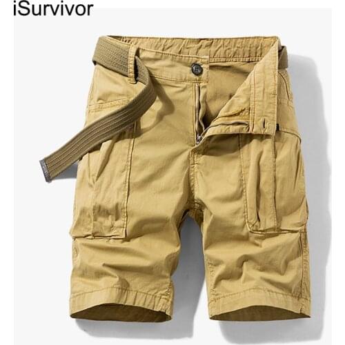 ISurvivor 2021 New Mens Cotton Casual Shorts Summer Five-point Loose Overalls Fashion Trend Breeches Beach Pants