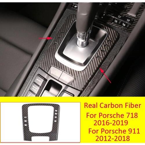 Real Carbon Fiber Gear Shift Box Display Cover For Porsche 718 2016-2019 911 2012-2018