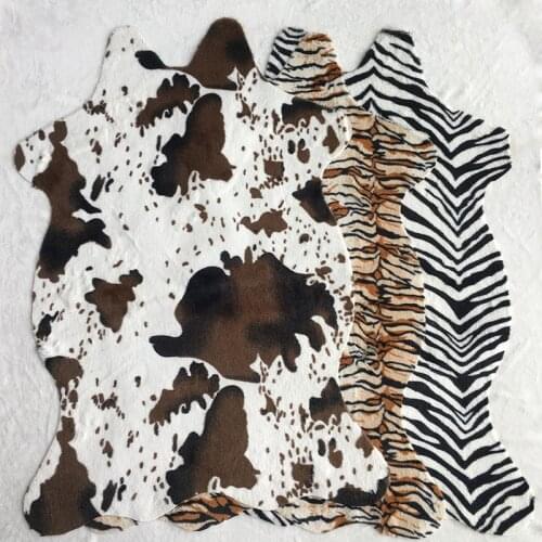 Zebra Cow Leopard Printed Carpet Rug for Sitting Room Imitation Leather Rugs Animal Faux Skin Leather Home Decoration Mats