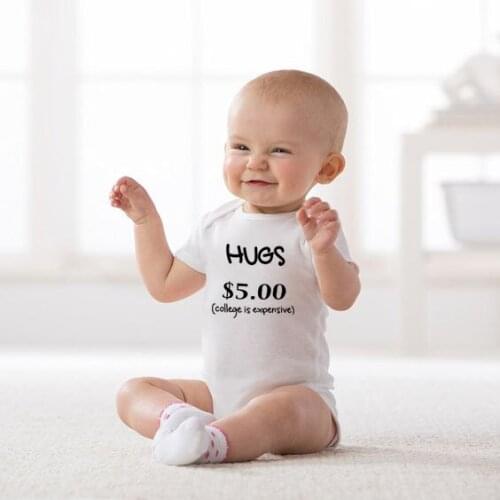 Summer Baby Jumpsuit Hugs 5 Dollars Letter Onesies Bodysuit Newborn Kids Casual Clothes Infant Short Sleeve Bodysuits