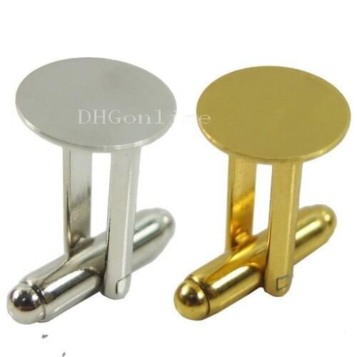 Lot 400 Metal Blank Plated CuffLink CUFF LINKS Blank 15mm Pad Nickle Gold Choice