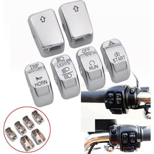 Motorcycle Hand Control Switch Caps Button Covers Kit Chrome Black for Harley VRSC XL XR Softail Dyna FLHR FLHRC Gliding Models