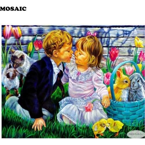Mosaic,5d Diy diamond painting cross stitch "angel kiss" Full square Diamond embroidery Needlework Rhinestone Crafts B17