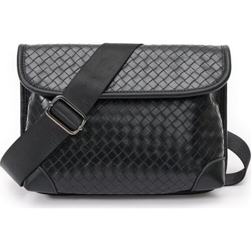 Men Plaid Thick Leather Handbag Male Casual Shoulder Messenger Bag Fashion Cross-body Bag 8" Pad Tote Lovers Satchel Bags Clutch