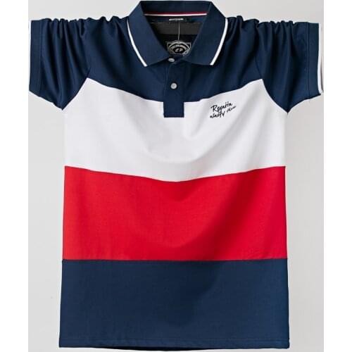 2020 Men Polo Shirt Summer Men Casual Breathable Plus Size 5xl Striped Short Sleeve Polo Shirt Cotton 6XL 5XL XXXXL Plus Size