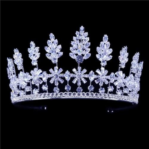 New Bling Wedding Crown Diadem Tiara With Zirconia Crystal Elegant Woman Tiaras And Crowns For Pageant Party Bridal Wedding