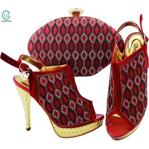 New Fashion African Wedding Italian Shoe and Bag Sets Shoe and Matching Bag for Nigeria Party Design Women Luxury Shoes