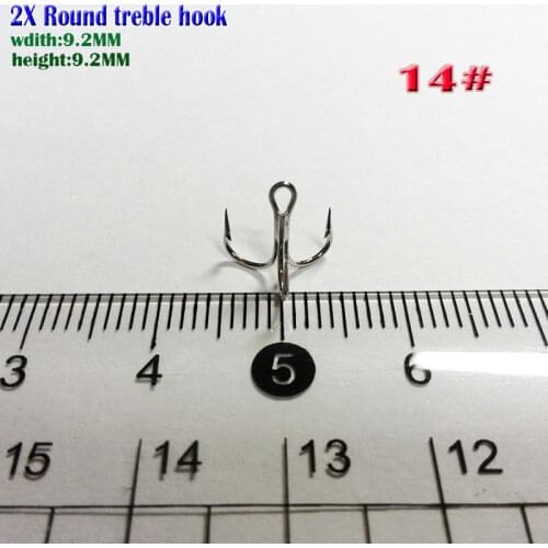 Very sharp!new round 2x strong treble hooks size 14# high carbon steel ,number:50pcs/lot