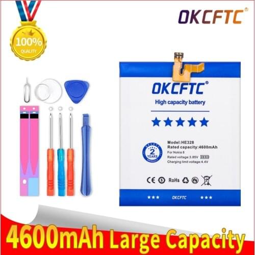 OKCFTC HE328 4600mAh Battery for Nokia 8 Nokia8 TA-1004 N8 H 328 Rechargeable Batteries