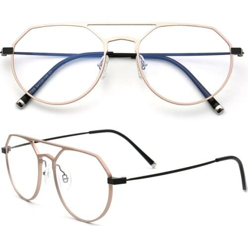 Men Aluminum Titanium aviation Eyeglass Frame Women Round Optical Glasses Frame Prescription Pilot Vintage Gold Metal Spectacles