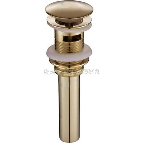 Polished Gold Color Large Round Cap Pop UP Sink Basin Waste / Drain With Overflow Wsd013