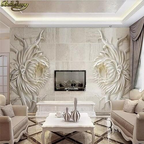 Beibehang Custom photo wallpaper mural relief sandstone texture stone carving sunflower 3d stereo TV background wall