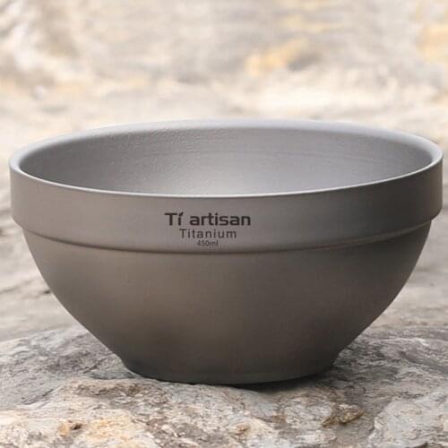 Portable Outdoor Camping Tableware Ultralight Titanium Bowl Camping Hike Tableware Picnic Travel Tools 450ml