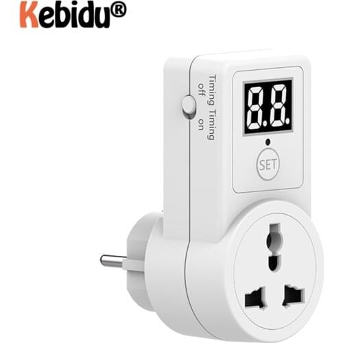 220-240V Outlet On/ Off Programmable Timing Socket 2300W Electronic Digital Timer Switch Socket Timing Switch EU Plug