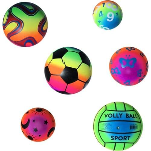 Drop Ship. Rainbow Inflatable Ball Football Rubber Ball Beach Pool Play Early Education