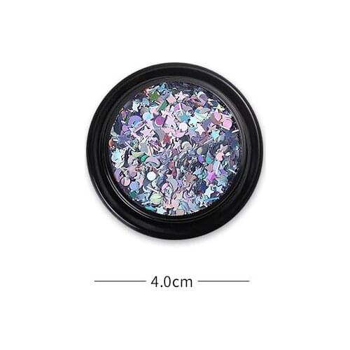 Iridescent Nail Glitter Mixed Star Moon Heart Dots Shape Sequins Flakes Mix Colors Paillette Nail Art Decoration