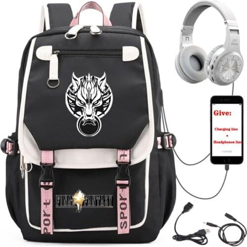 Anime Final Fantasy backpack Women men Travel Backpack student School book Bag USB Charging teenagers Laptop packsack