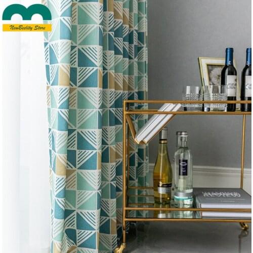 Colorful Geometric Printing Curtains Modern New Simple Custom Shading Curtains for Living Dining Room Bedroom