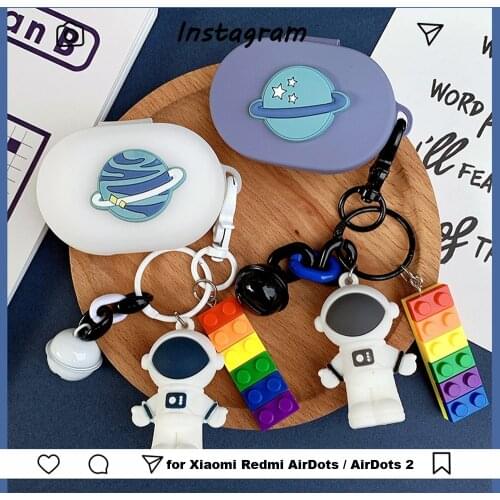 Cute Astronaut Silicone Case for Xiaomi MI Redmi AirDots / Airdots 2 Case TWS Headphone Protect Cover Wireless Bluetooth Headset