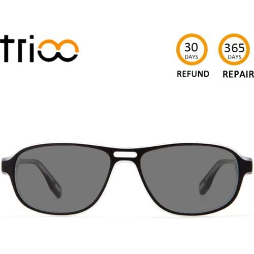 TRIOO Cool Sunglasses With Diopters UV400 Black Prescription Glasses for men Acetate Minus Eye Glasses Photochromic Glasses