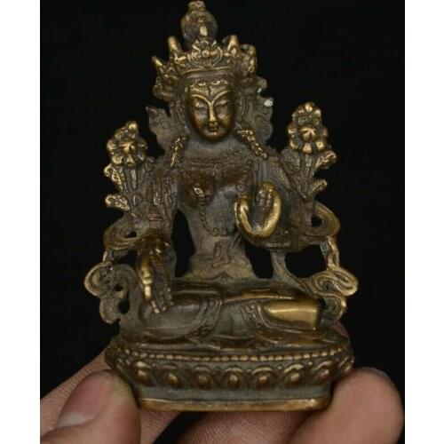Old China Buddhism Bronze 7 Eyes White Tara spirit of Compassion Goddess Statue