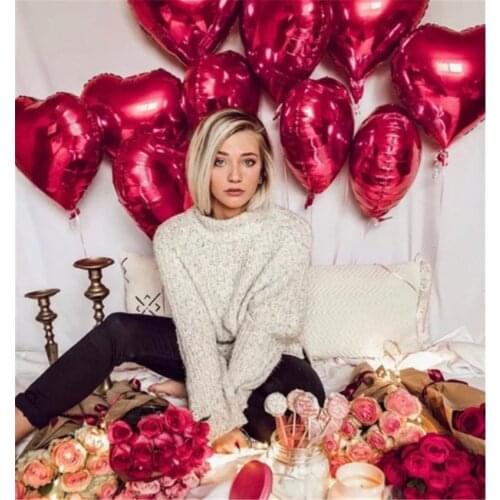 5PCS wedding birthday party decoration romantic heart-shaped aluminum foil balloon baby shower home red theme room pendant