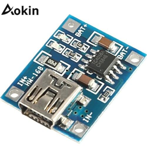 Aokin TP4506 Lithium Battery Charger Module MINI USB 5V 1A TP4056 Charging Board With Protection Dual Functions 1A TC4056