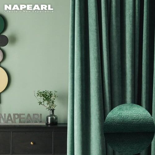 NAPEARL High Shading Curtains For Living Room Luxury Velvet European Style Simple Solid Designer Curtain Drape Window Treatment