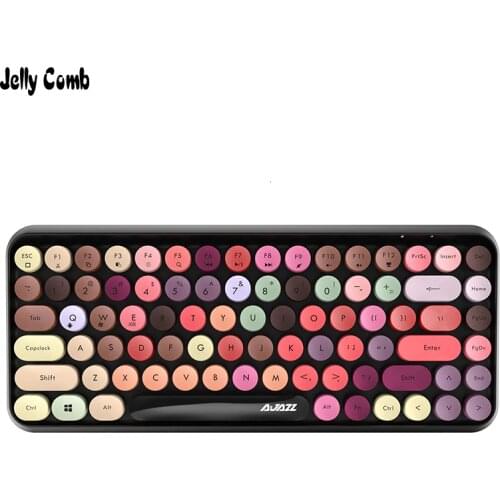 Jelly Comb Bluetooth Wireless Keyboard for iPad Phone Tablet Laptop Retro Round Keycap 2.4G Wireless Digital Keyboard Color Key